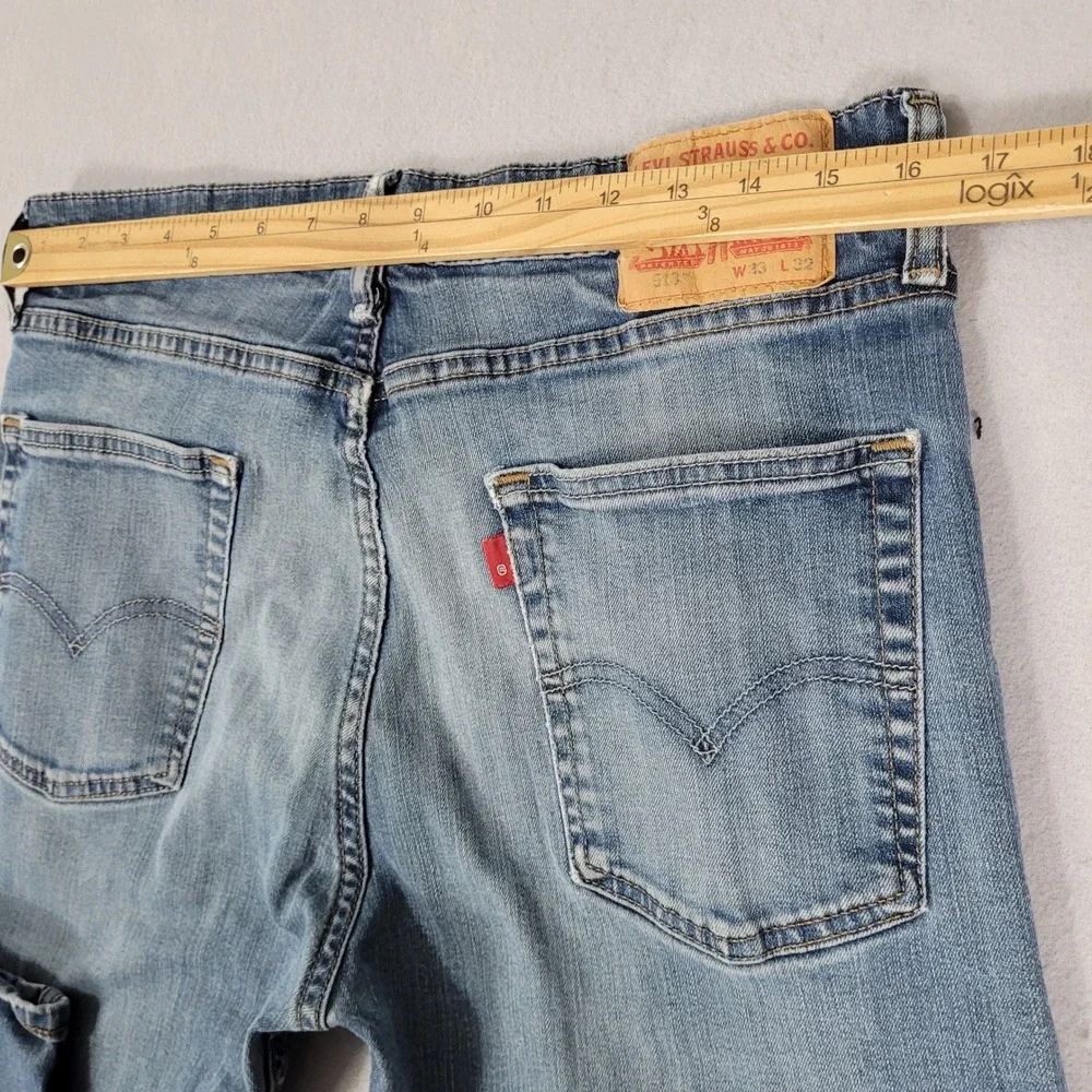 Levi's Jeans Mens 33x32 Blue 513 Slim Straight Stretch Denim Pants 513-1563